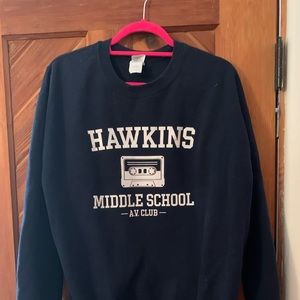 stranger things navy crew neck sweatshirt